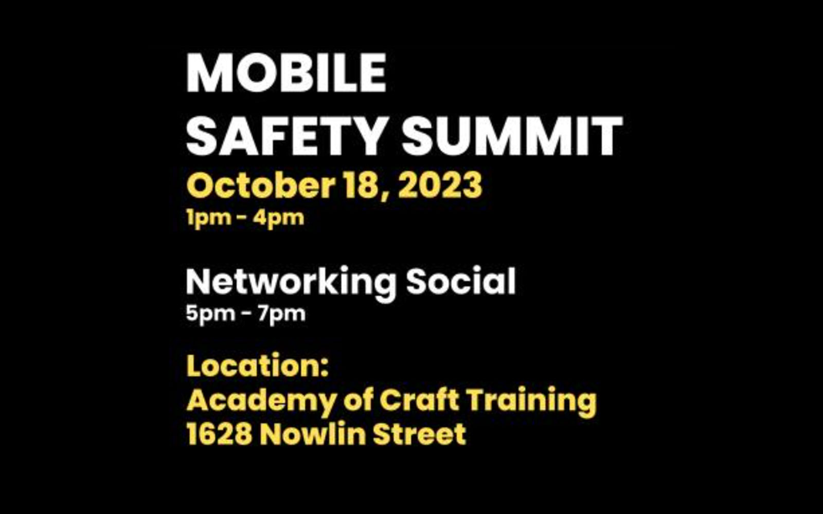 Safety Summit Coming Up