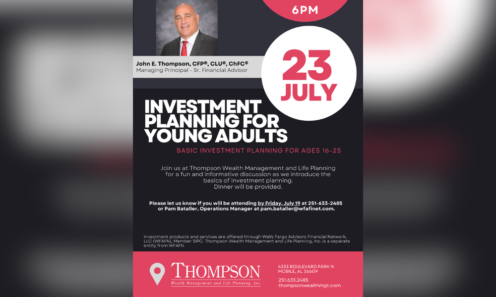 THOMPSON WEALTH MANAGEMENT TO HOLD YOUNG ADULTS EVENT