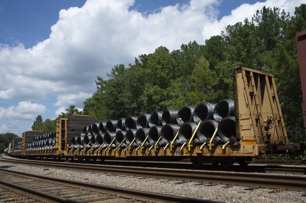 Metal, mixed freight train