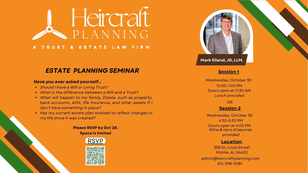 HEIRCRAFT ESTATE PLANNING SEMINARS ANNOUNCED