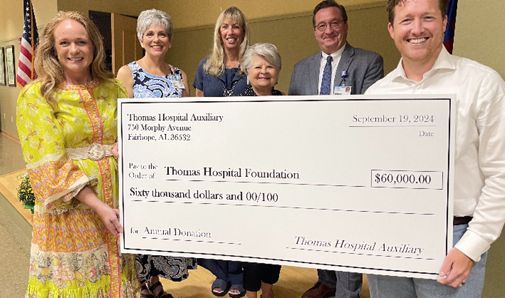 THOMAS HOSPITAL AUXILIARY DONATES $60,000 TO FOUNDATION