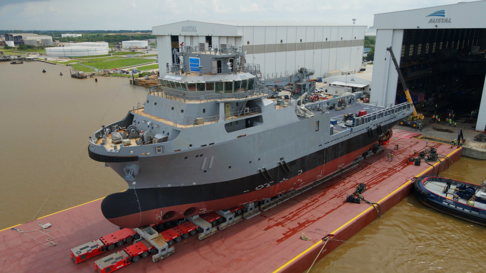 AUSTAL LAUNCHES ITS FIRST STEEL SHIP