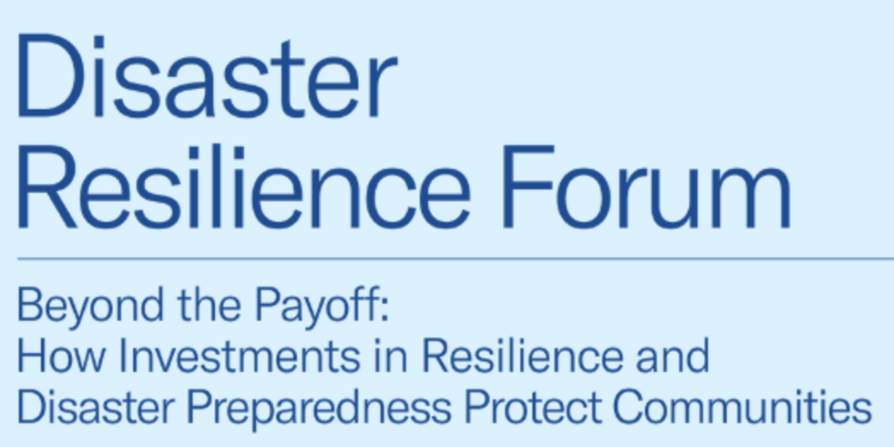 DISASTER RESILIENCE FORUM SET FOR NOVEMBER 3