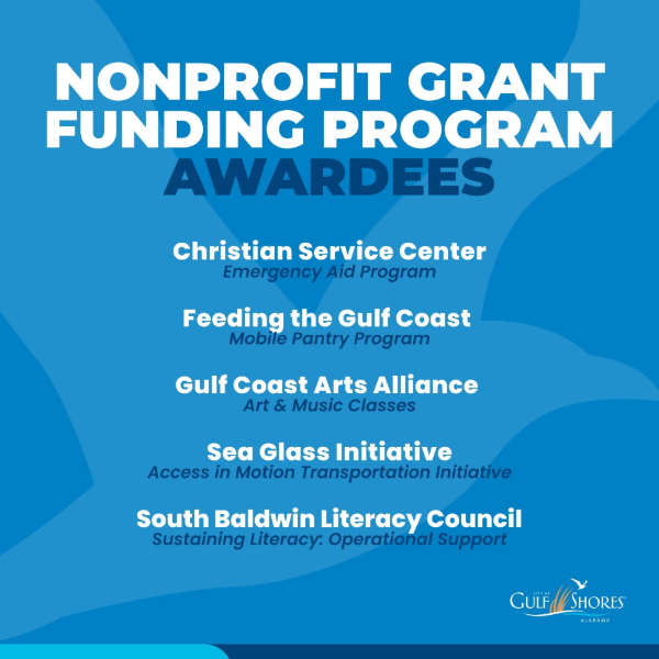 GULF SHORES ANNOUNCES RECIPIENTS OF INAUGURAL GRANTS PROGRAM