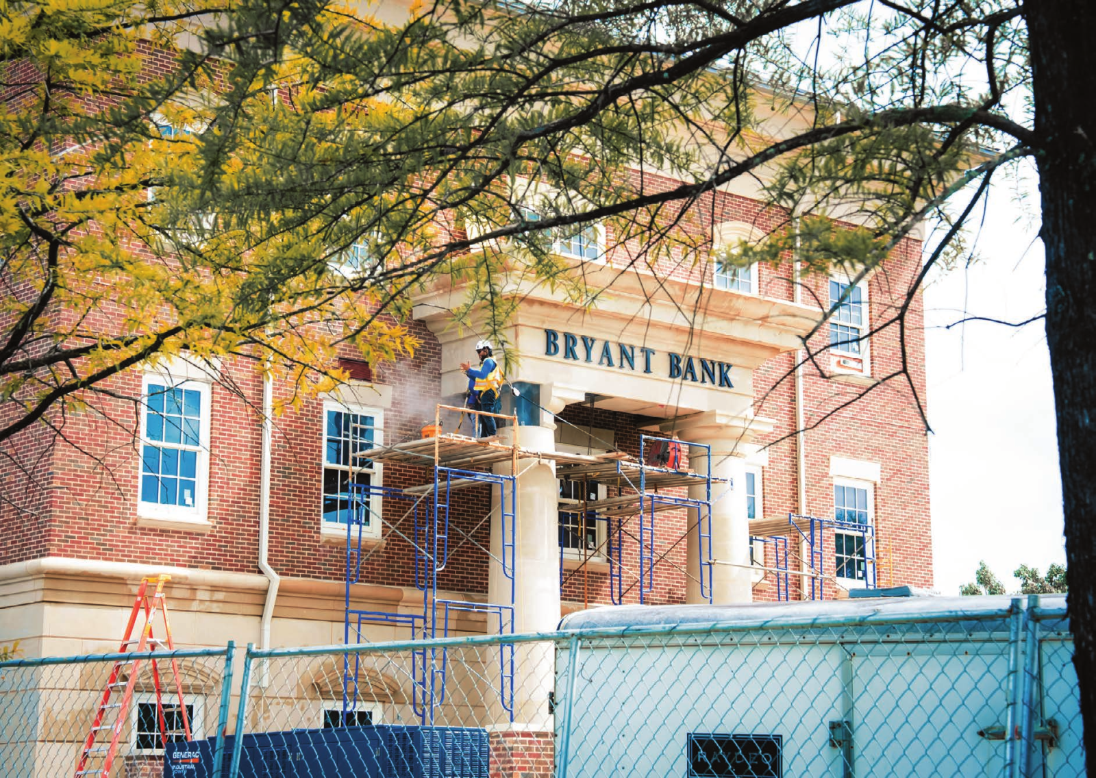 Exterior of the new Bryant Bank three-story full-service branch building under construction