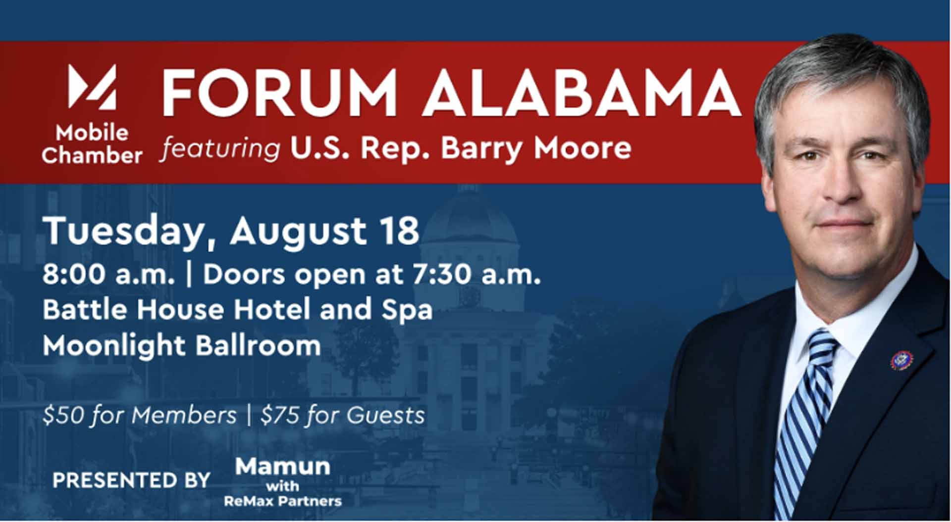 moore to speak at forum alabama