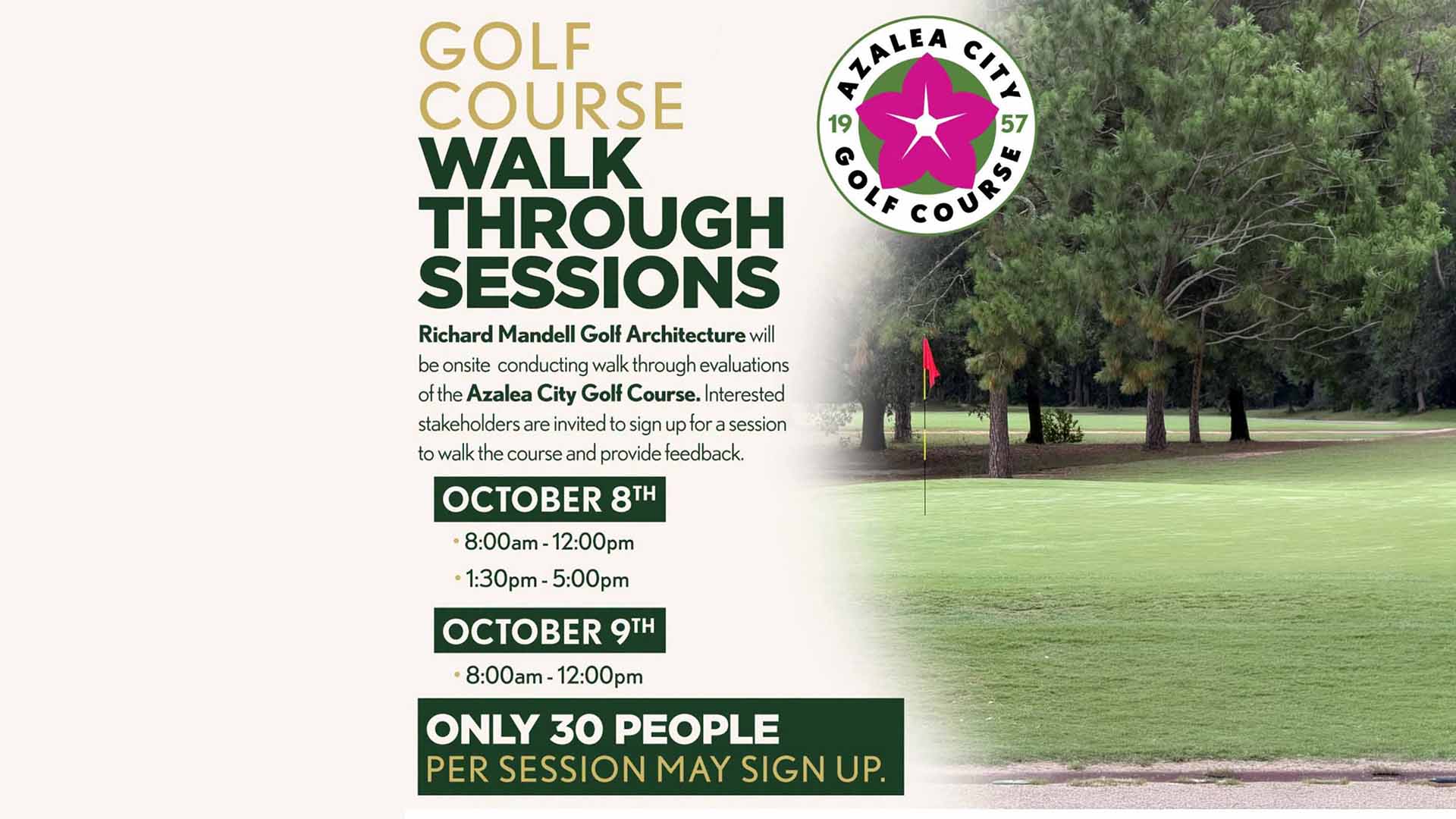 City To Host Walkthrough Sessions Of Azalea City Golf Course