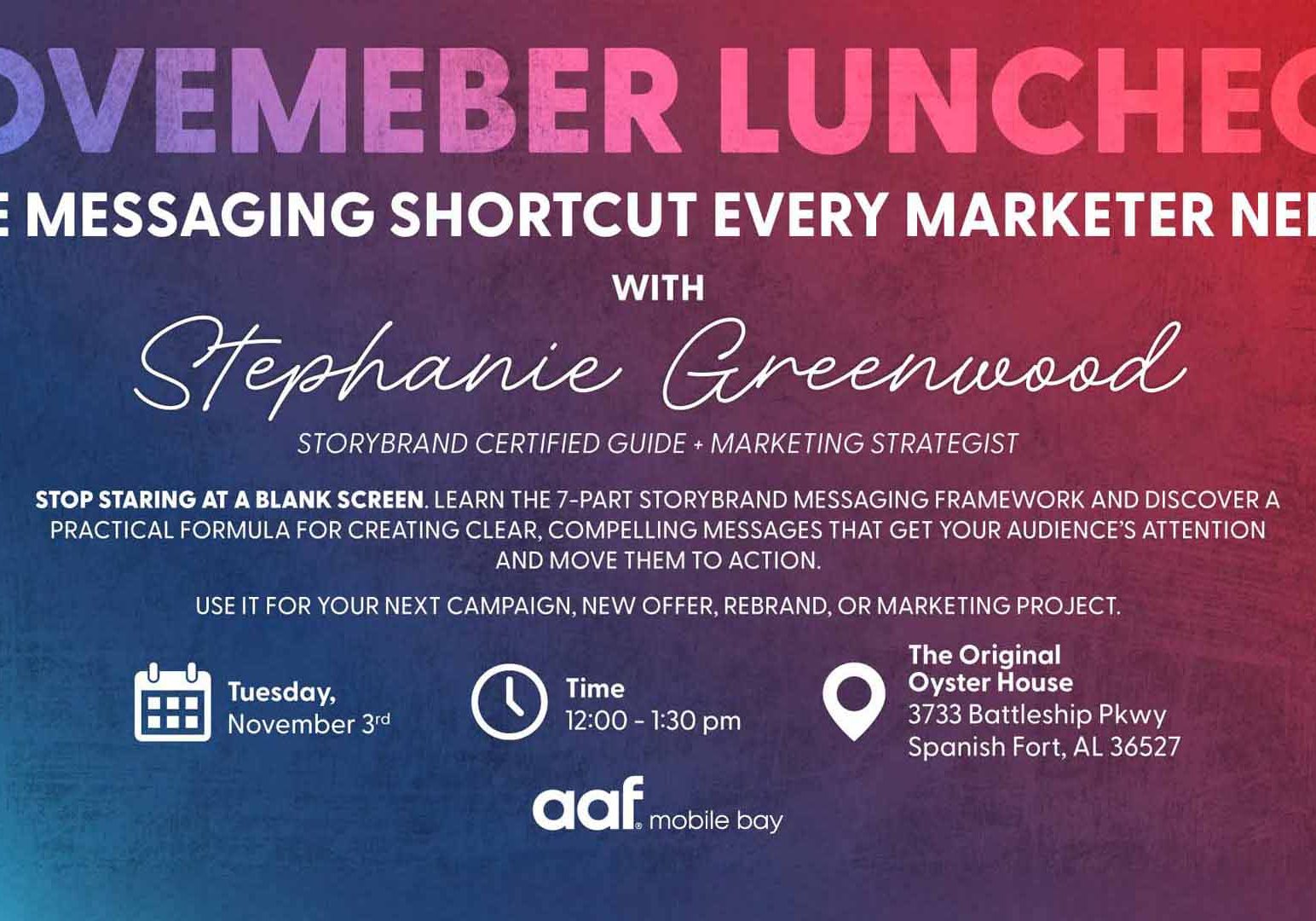 AAF Mobile Bay To Host Lunch And Learn On November 3