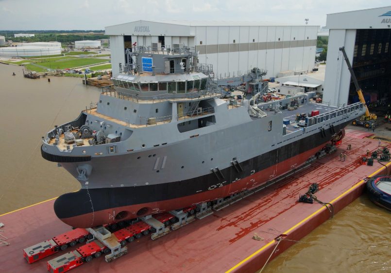 AUSTAL LAUNCHES ITS FIRST STEEL SHIP