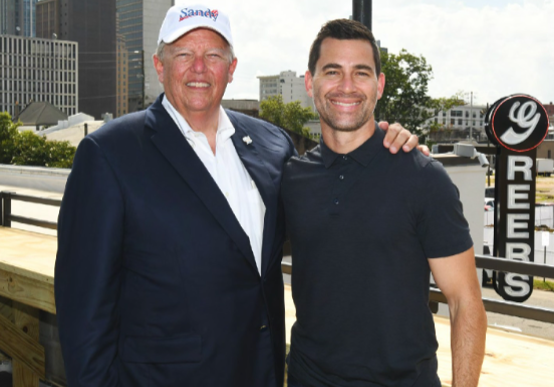 Bob Isakson with his son-in-law, Christopher Huffman, who was very instrumental in the restoration of Greer’s St. Louis Market downtown; image courtesy of Bob Isakson