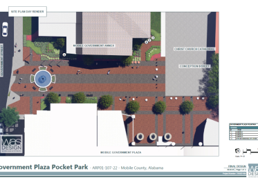 CONSTRUCTION BEGINS ON MOBILE GOVERNMENT PLAZA POCKET PARK