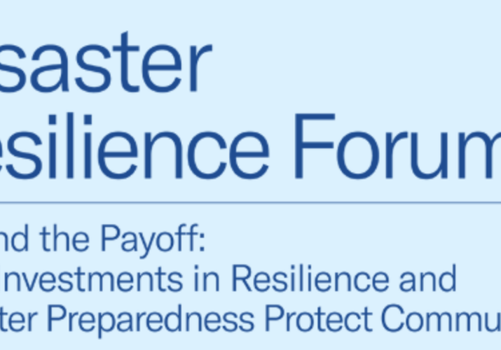 DISASTER RESILIENCE FORUM SET FOR NOVEMBER 3