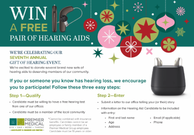 PREMIER MEDICAL GROUP ANNOUNCES GIFT OF HEARING EVENT