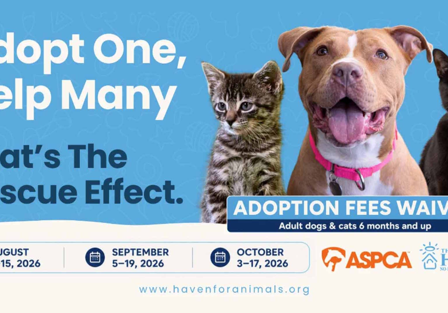 The Haven To Participate In ASPCA Adoption Promotion