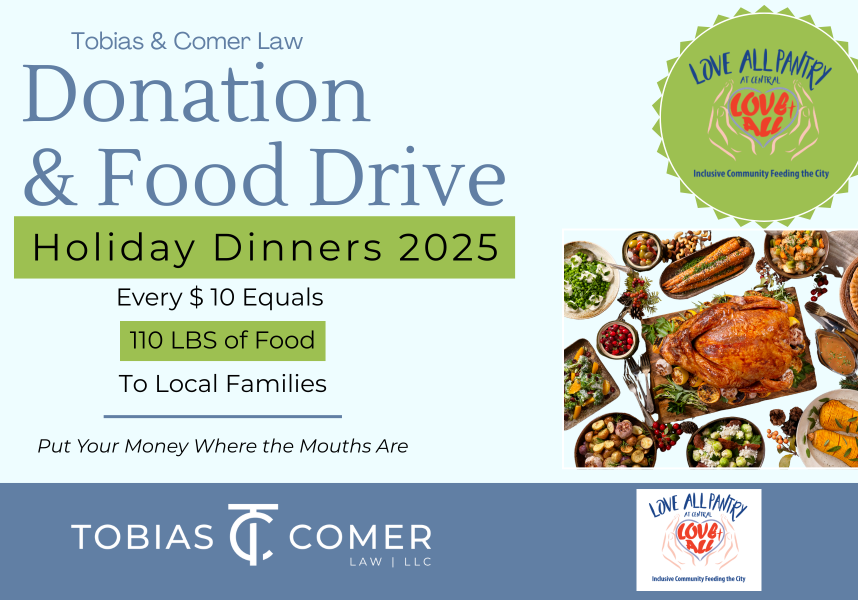 TOBIAS & COMER LAW HOSTING FOODDONATION DRIVE