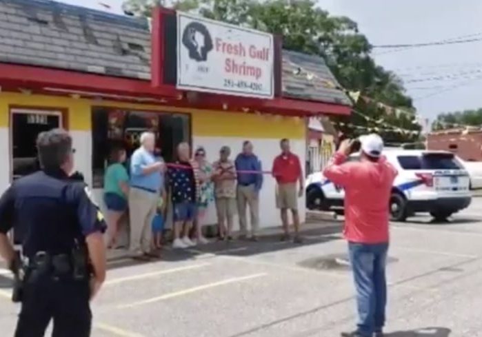 The Shrimp Lady Cuts Ribbon In Satsuma