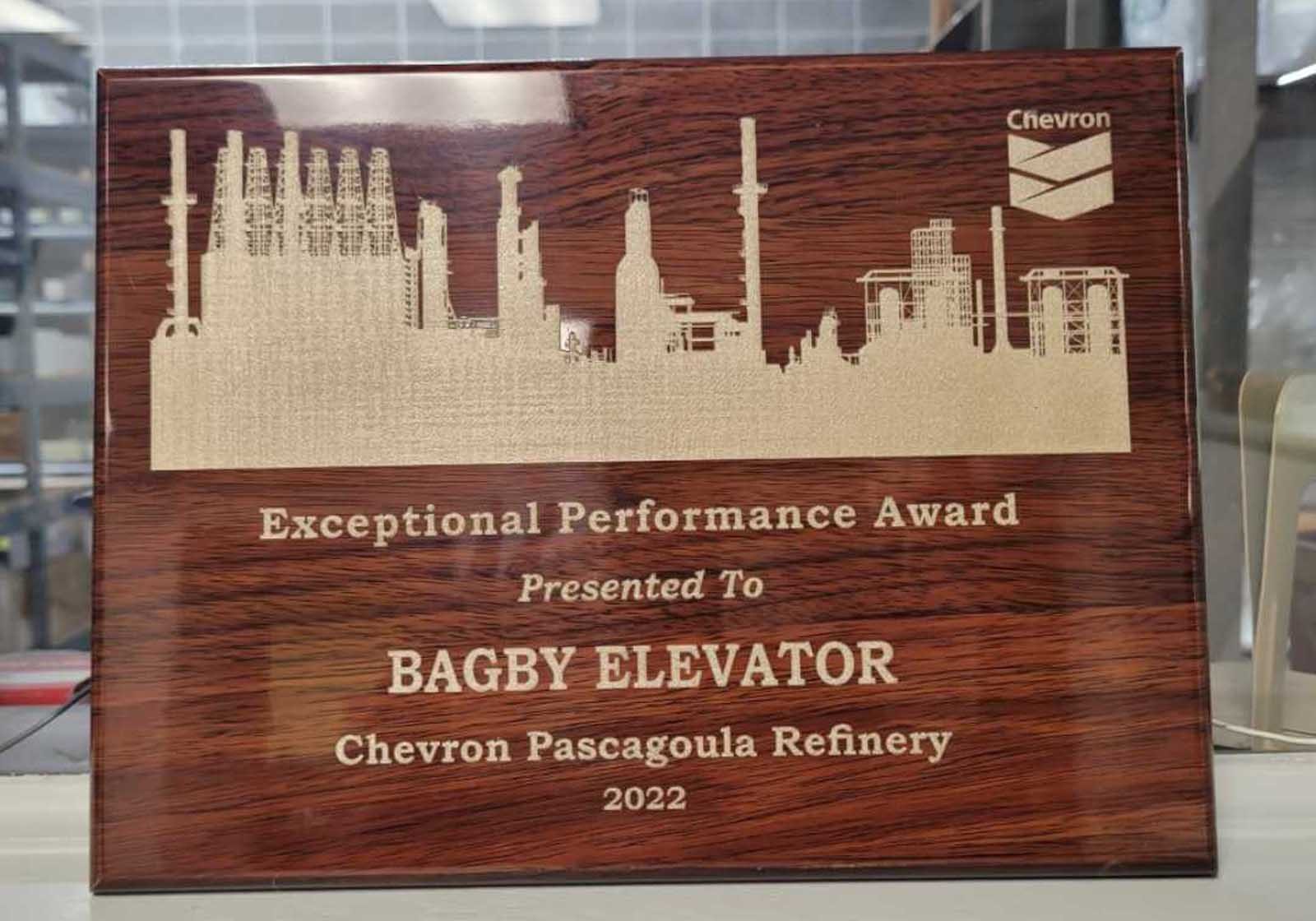 Bagby Elevator Wins Performance Award From Chevron