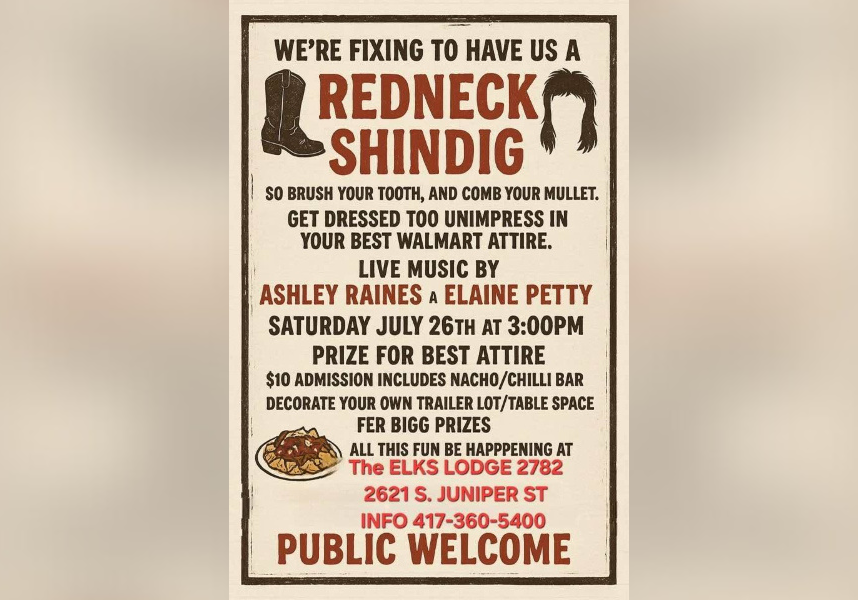 elks lodge shindig tomorrow, location available for rent
